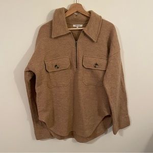 Madewell Boiled Wool Half-Zip Popover Sweater